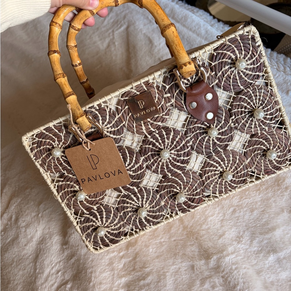 Peruvian Handmade Brown and Cream Woven Handbag NWT